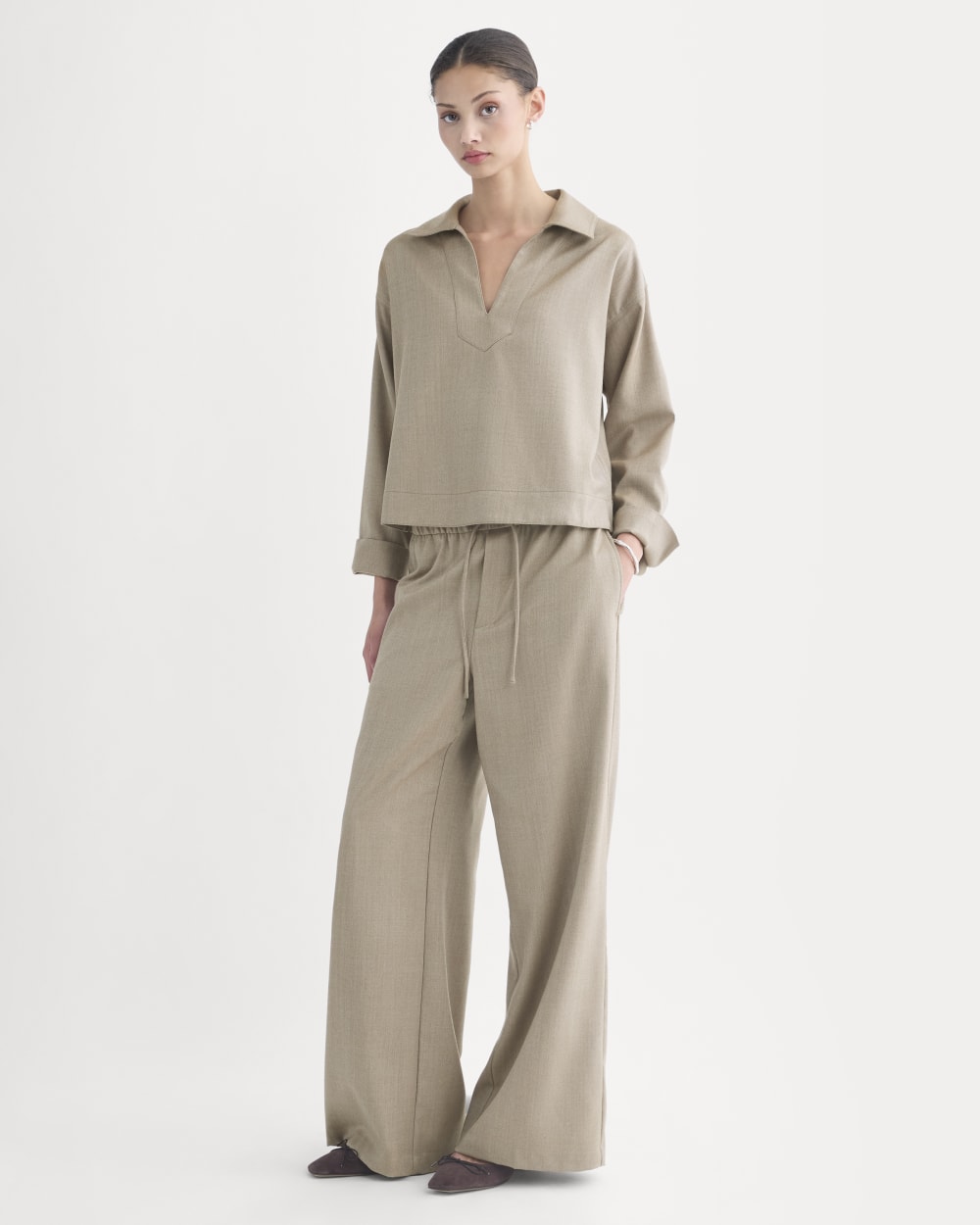 Overshirt in Tailor Twill | Light Taupe - Image 3