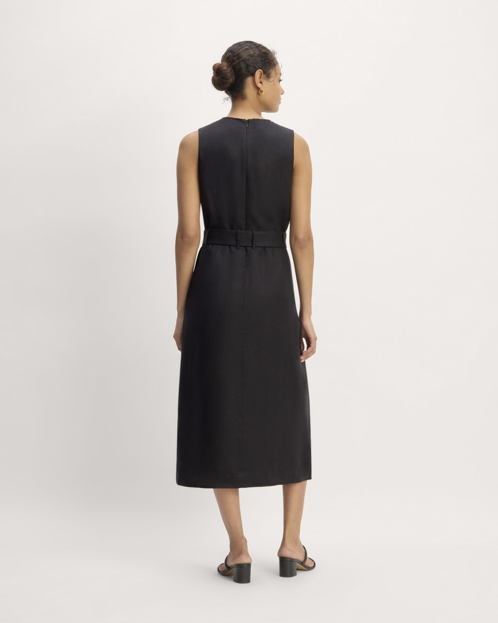 The Linen Belted Midi Dress | Black - Image 6