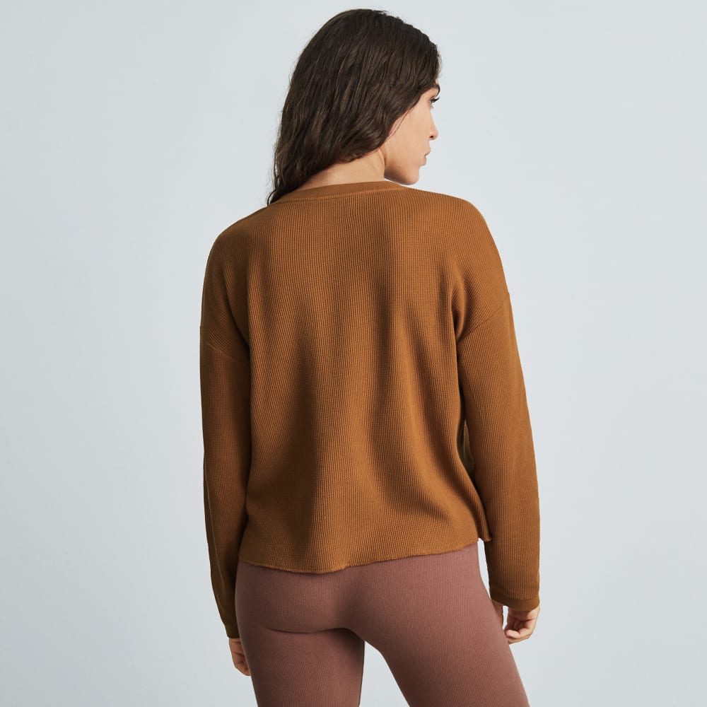 The Organic Cotton Waffle Henley | Toasted Almond - Image 3