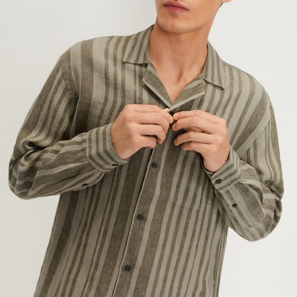 The Relaxed Linen Long-Sleeve Shirt | Seagrass / Kalamata - Image 4