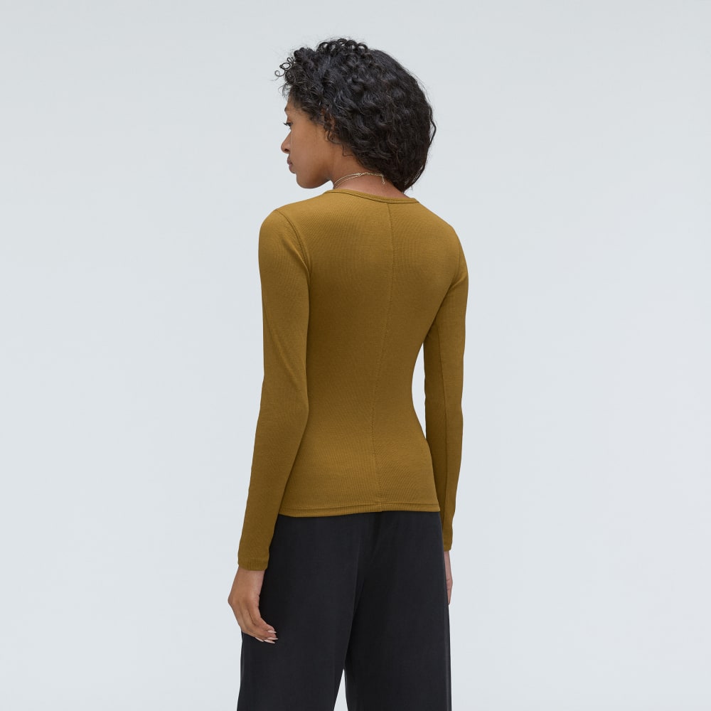 The Pima Micro-Rib Long-Sleeve Crew | Tapenade - Image 3