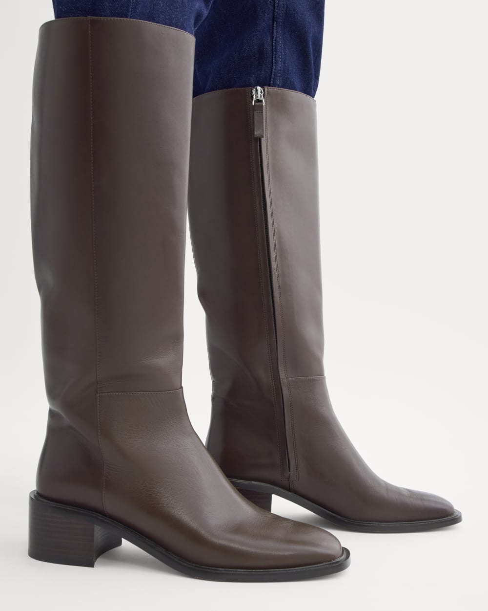 Leather Knee-High City Boot | Deep Brown - Image 2