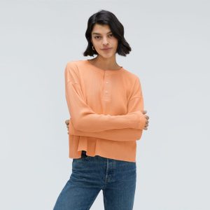 The Organic Cotton Waffle Henley | Orange Chiffon