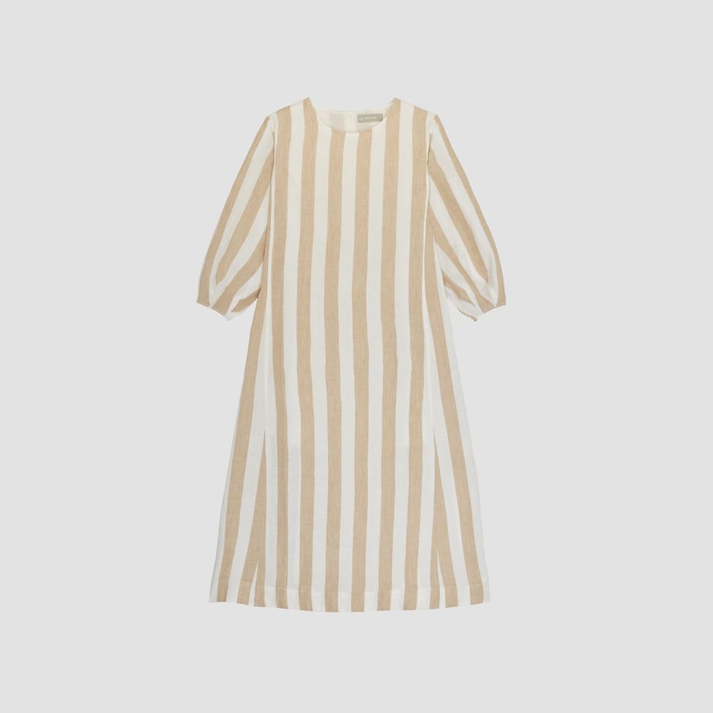 The Linen A-Line Midi Dress | Bone / Caramel - Image 6