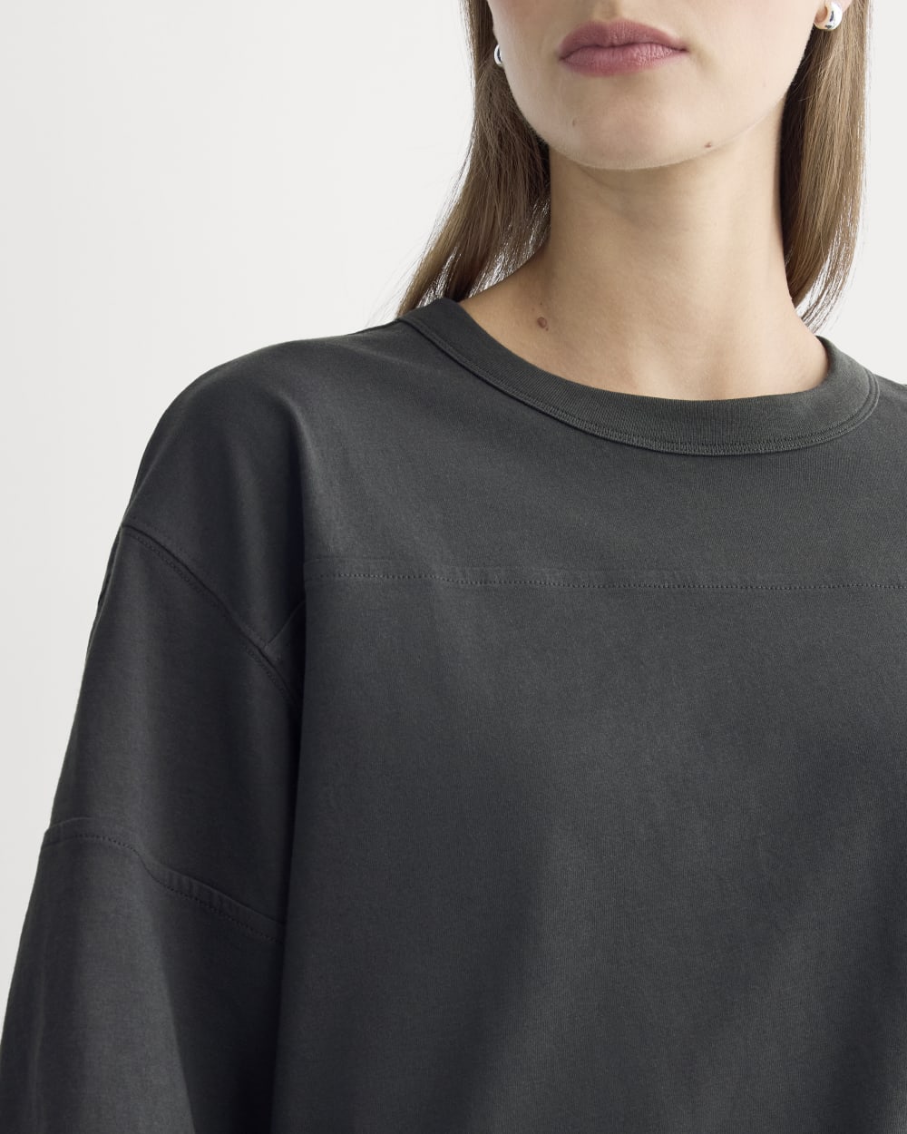 Oversized Varsity Tee in Essential Cotton | Washed Black - Image 4