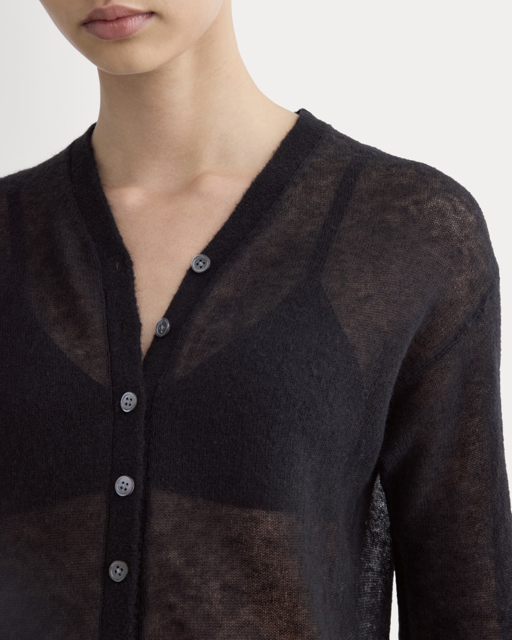 The Air Alpaca ??High V Cardigan | Black - Image 4