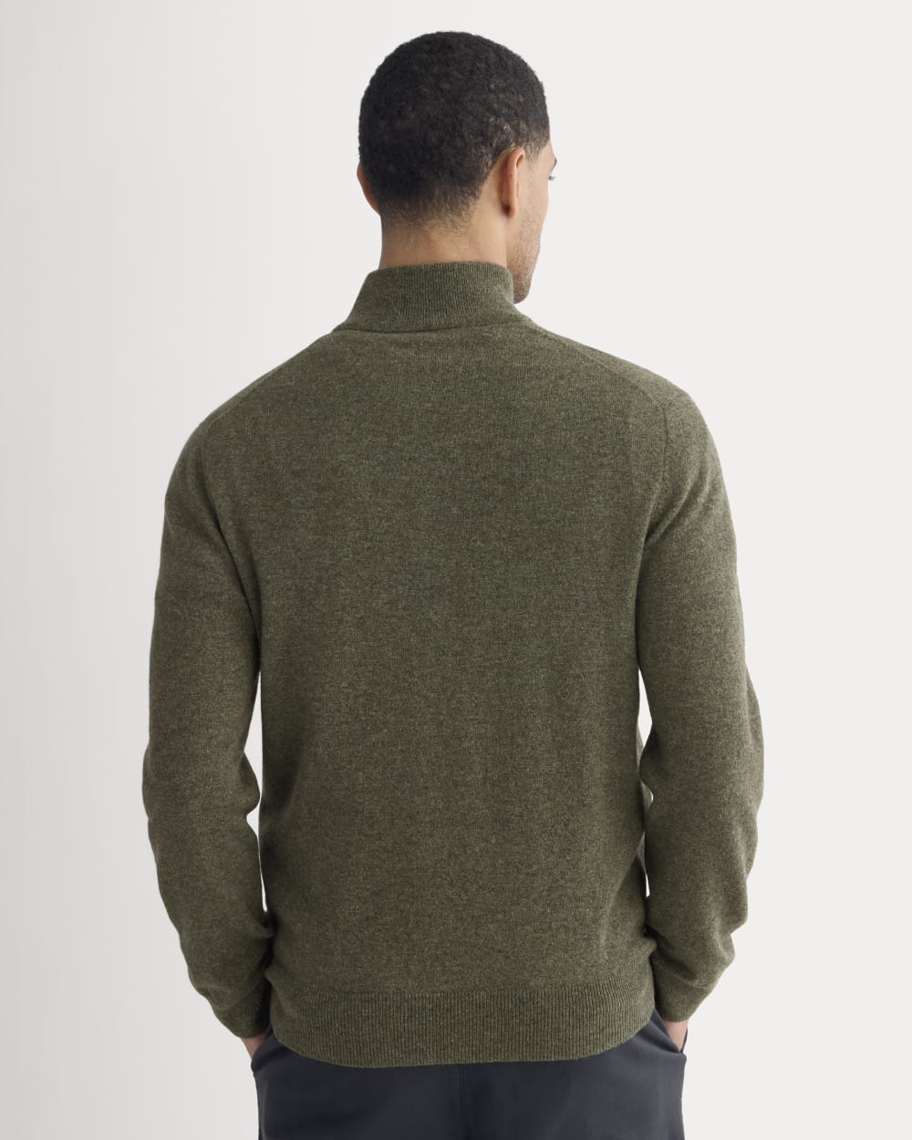 Cashmere Quarter Zip Sweater | Heathered Army Green - Image 5