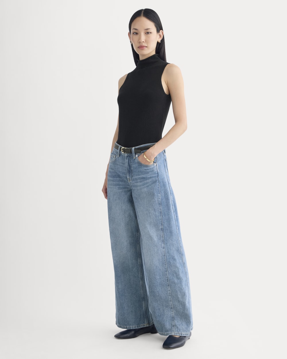 Paneled Wide-Leg Jean | Tungsten Scratch