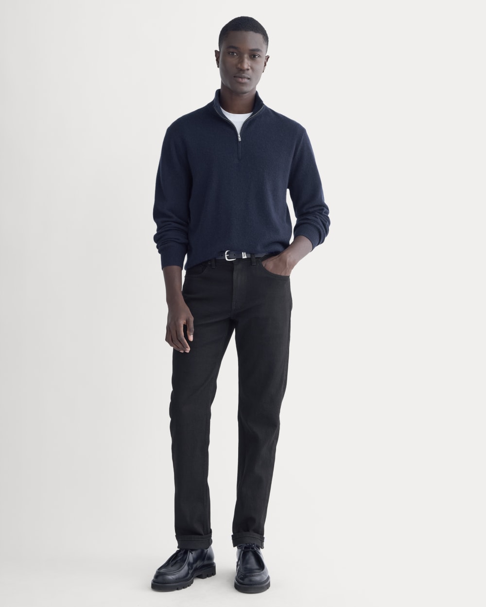 Cashmere Quarter Zip Sweater | Navy - Image 3