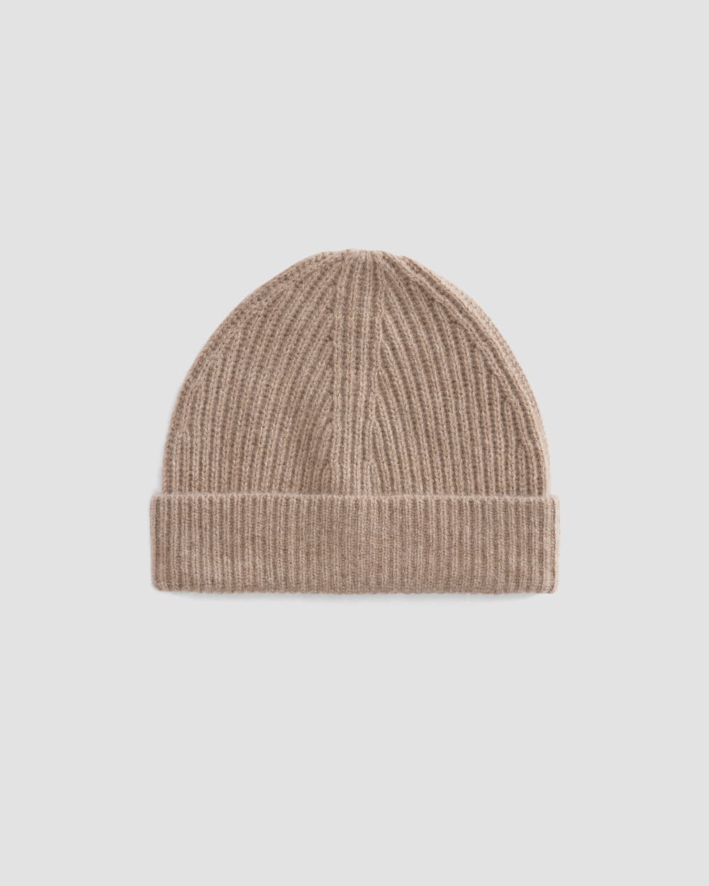 The Cashmere Fine Rib Beanie | Heathered Woodsmoke - Image 2