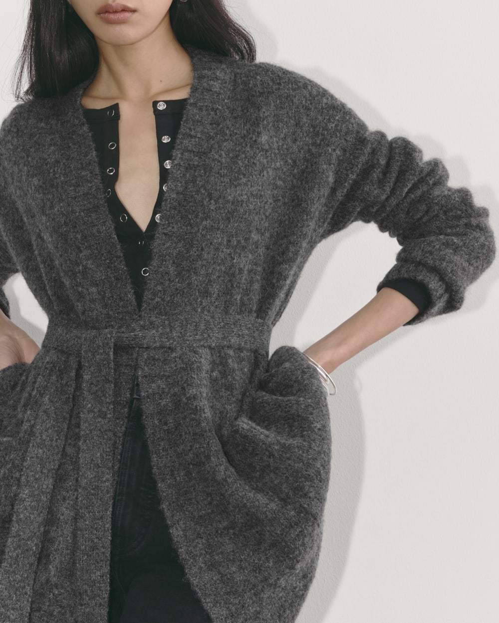 The Robe Cardigan in Alpaca | Dark Charcoal - Image 6