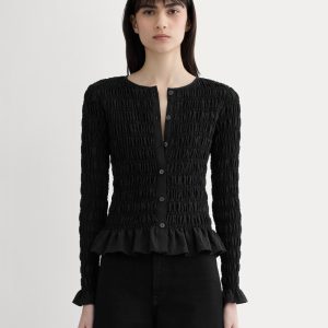 The Smocked Cardigan | Black