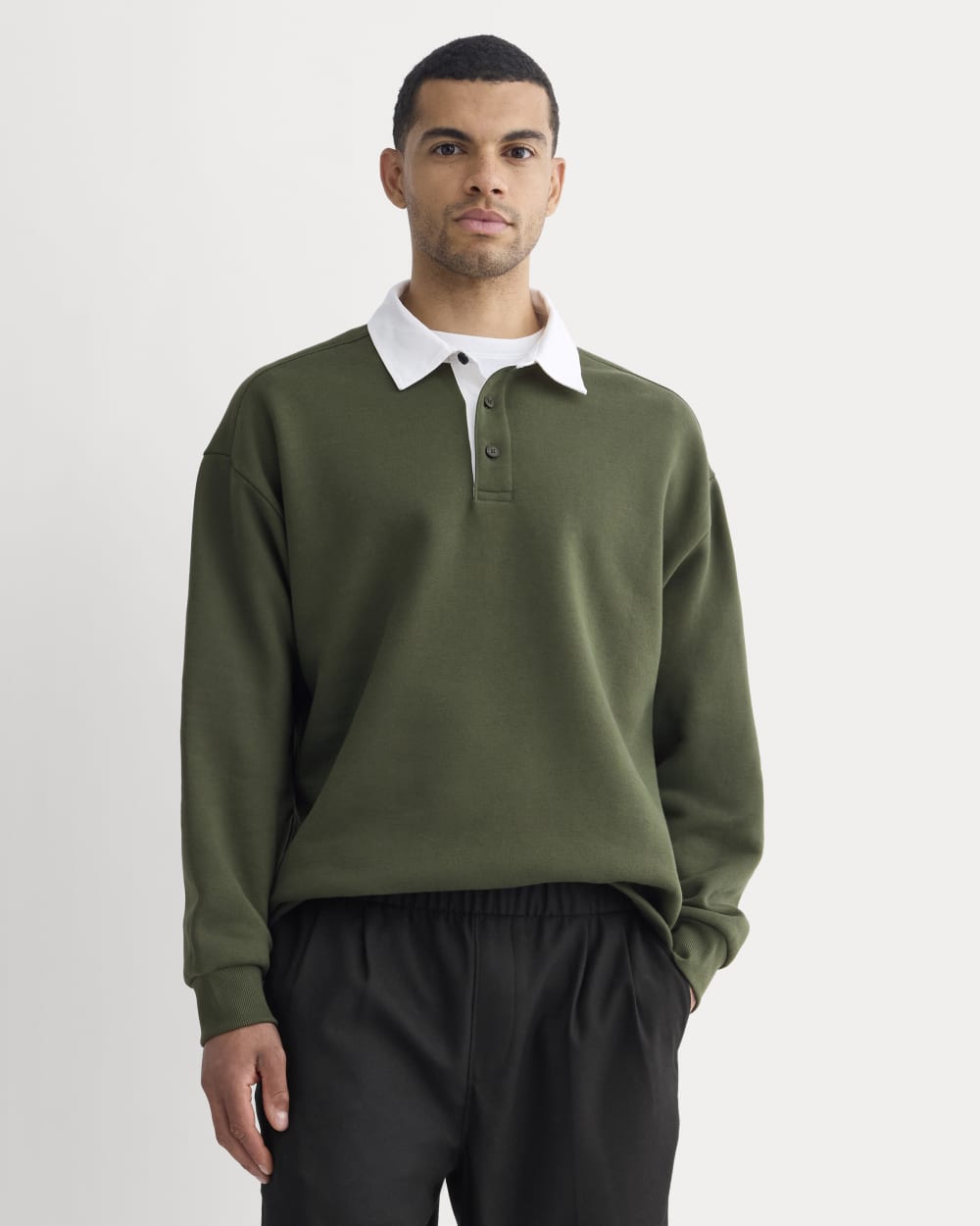 Luxe Fleece Rugby Polo | Dark Forest