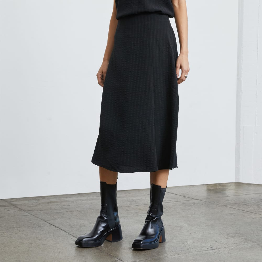 The City Stripe Midi Skirt | Black
