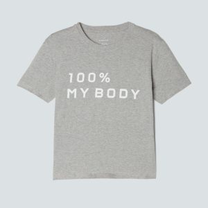 The 100% My Body Box-Cut Tee | Heathered Grey
