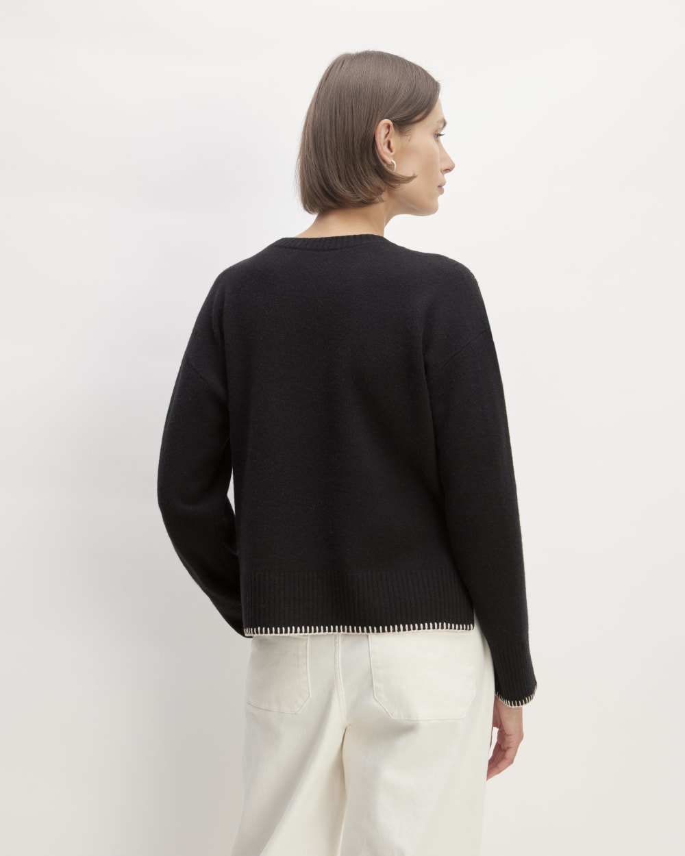 The Good Merino Wool Crewneck Sweater | Black / Buttermilk - Image 6