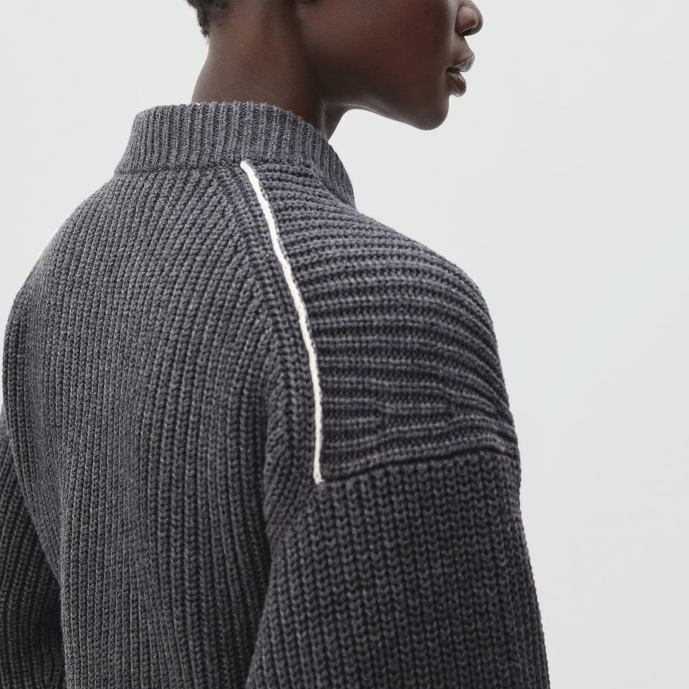 The Texture Cotton Crew | Heathered Charcoal Contrast Trim - Image 6