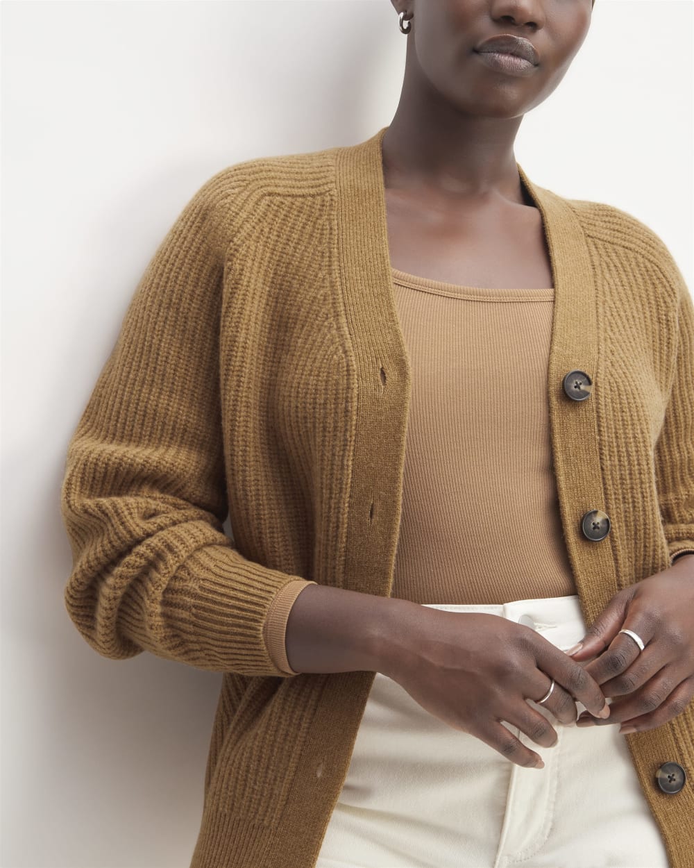 The Felted Merino Cardigan | Deep Camel - Image 4