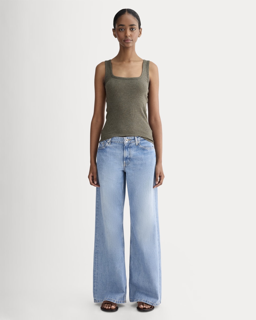 The Luxe Rib?Square-Neck Tank | Heathered Fatigue - Image 3