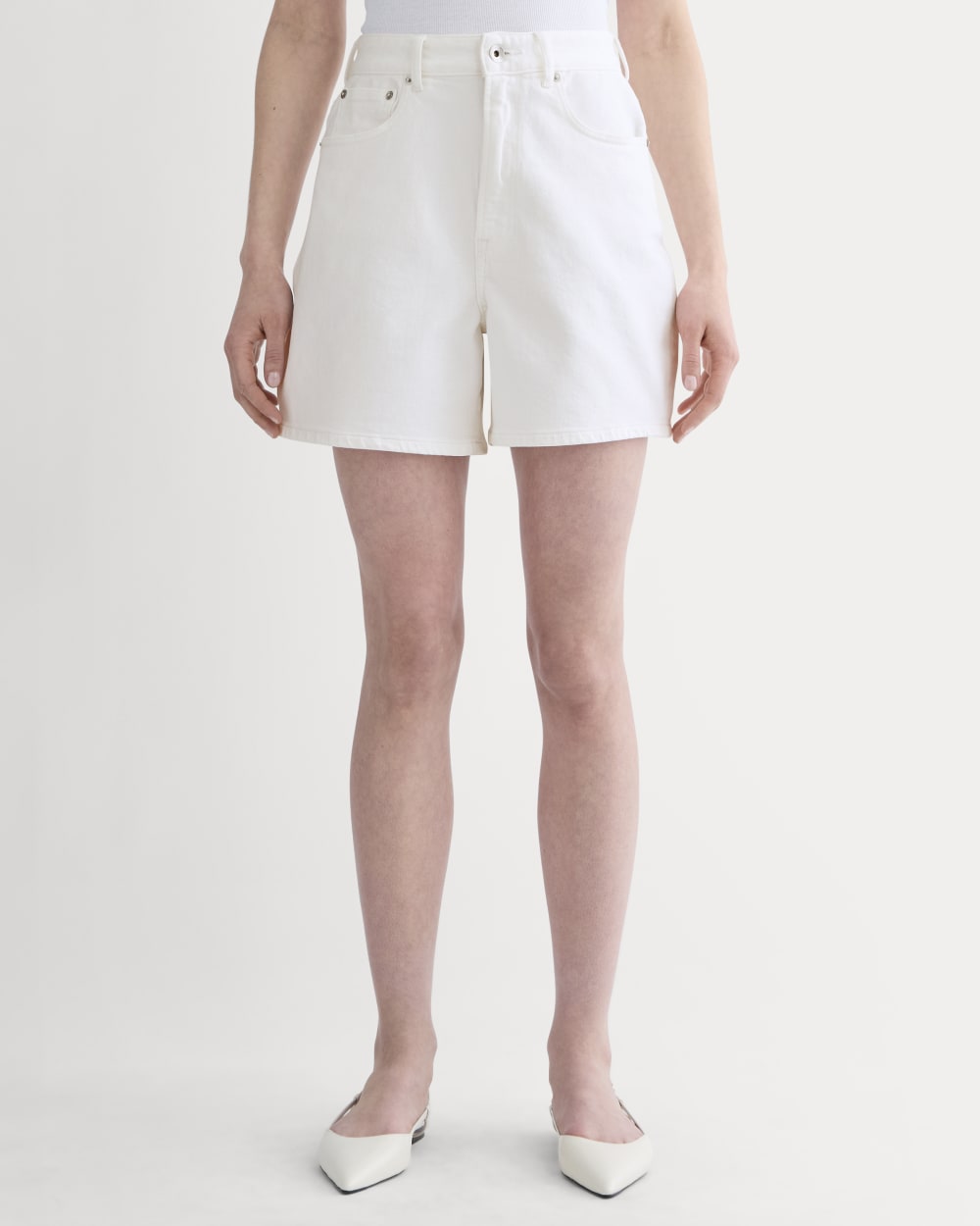 The A-Line Denim Short | White - Image 3