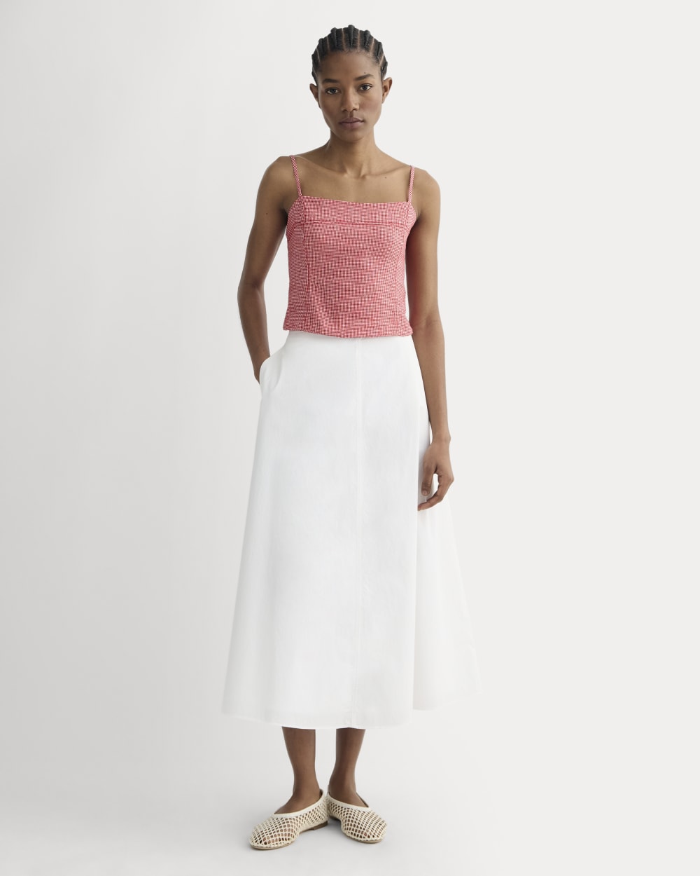 The Seamed Top in Stretch Linen | Classic Red Gingham - Image 3