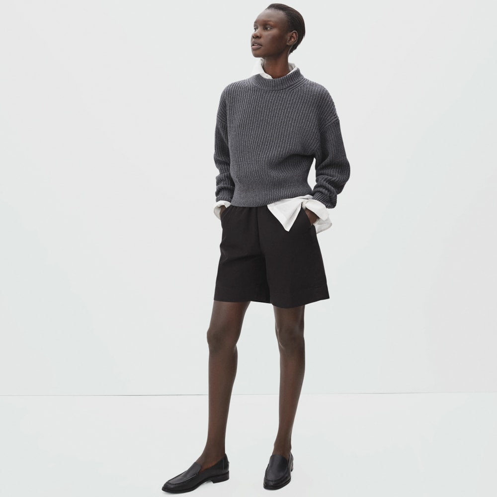 The Texture Cotton Crew | Heathered Charcoal Contrast Trim - Image 4
