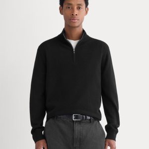 Cashmere Quarter Zip Sweater | Black