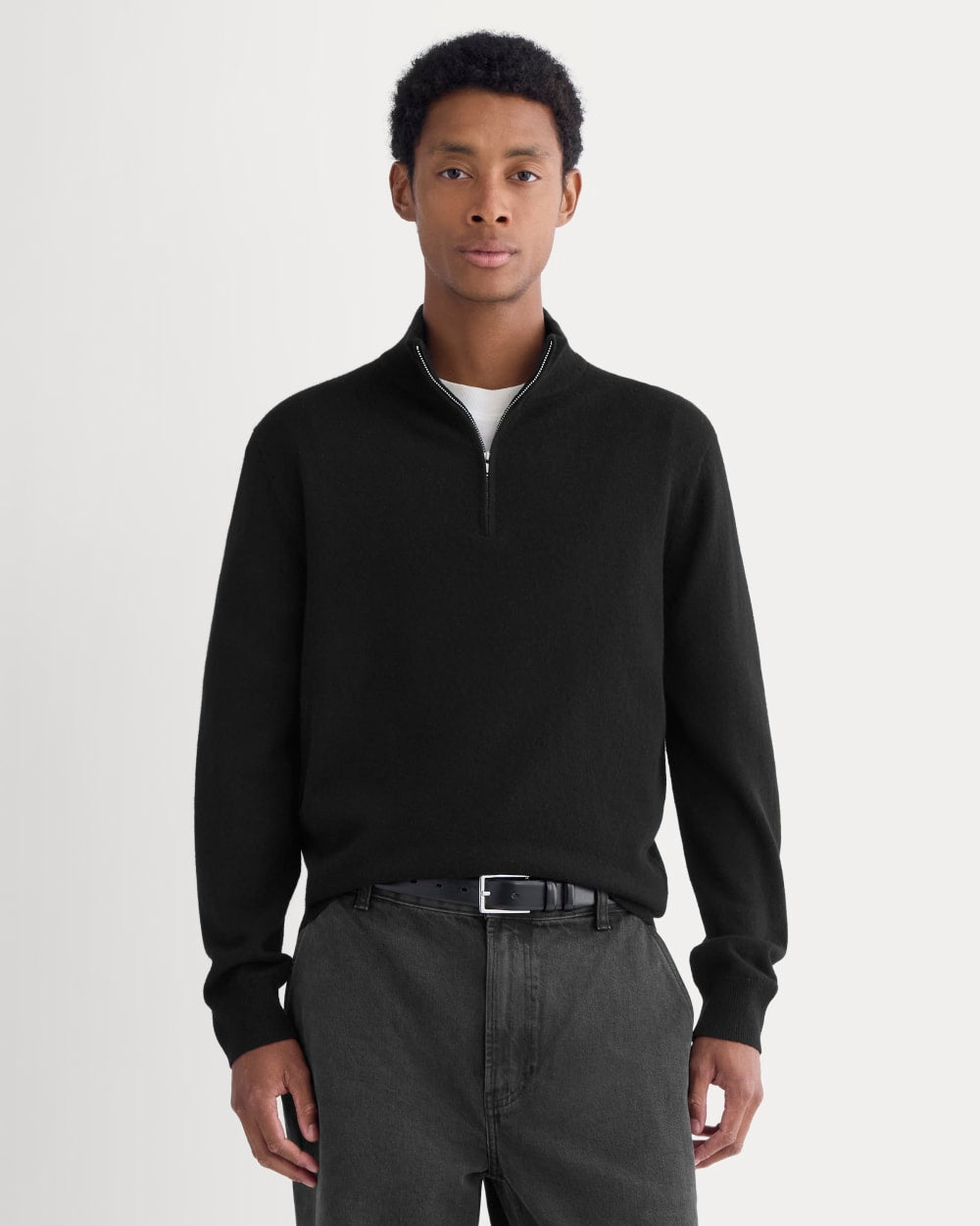 Cashmere Quarter Zip Sweater | Black