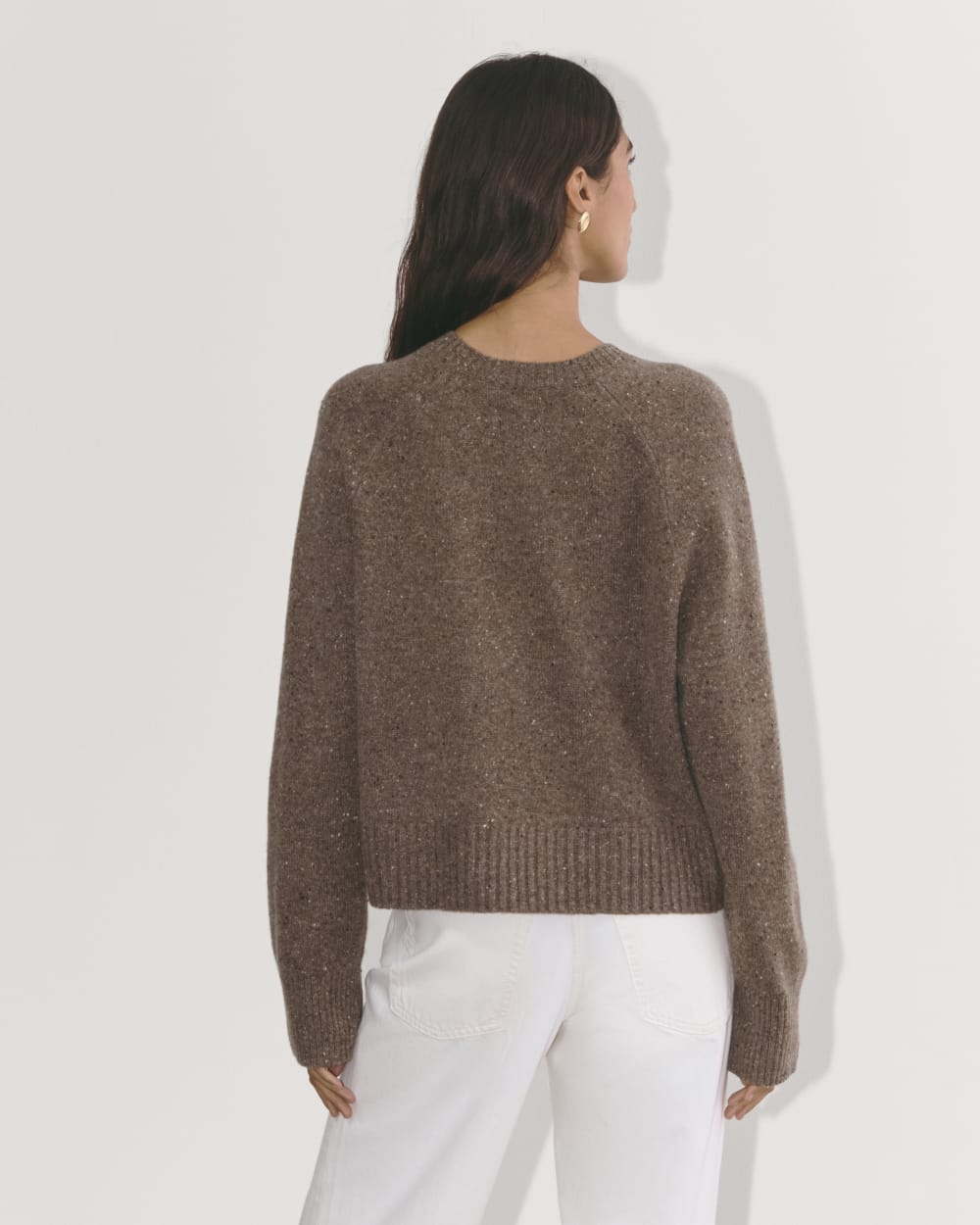 The Boxy Crew in Cashmere | Taupe Brown Donegal - Image 5