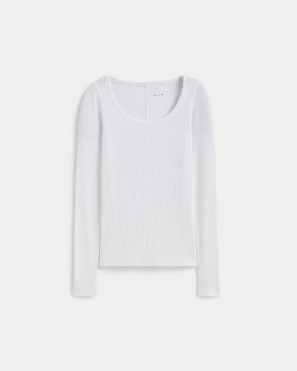 The Luxe Rib Long-Sleeve Scoop-Neck Tee | White - Image 2