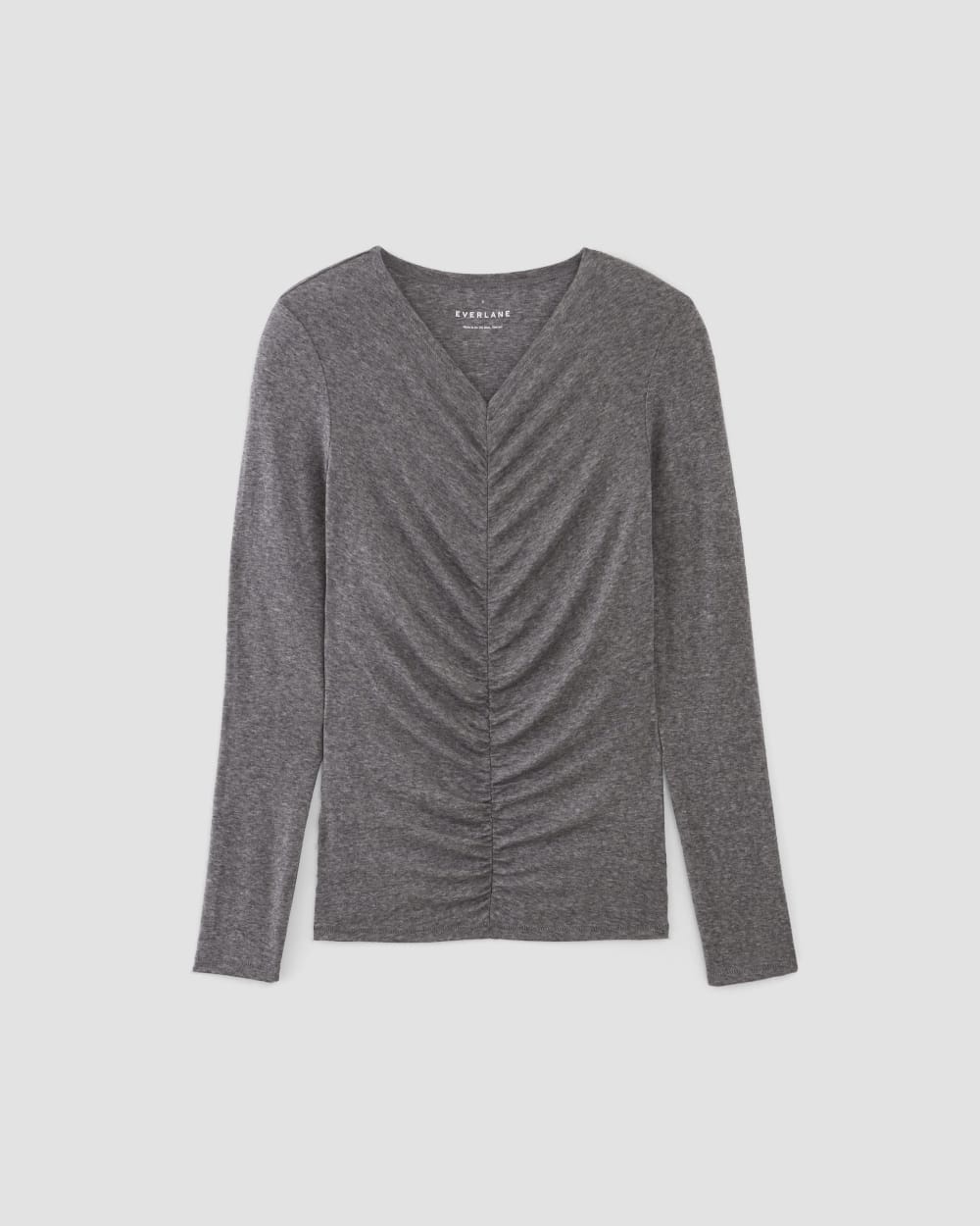 The Ruched V-Neck Tee in Butterluxe | Heather Charcoal - Image 2