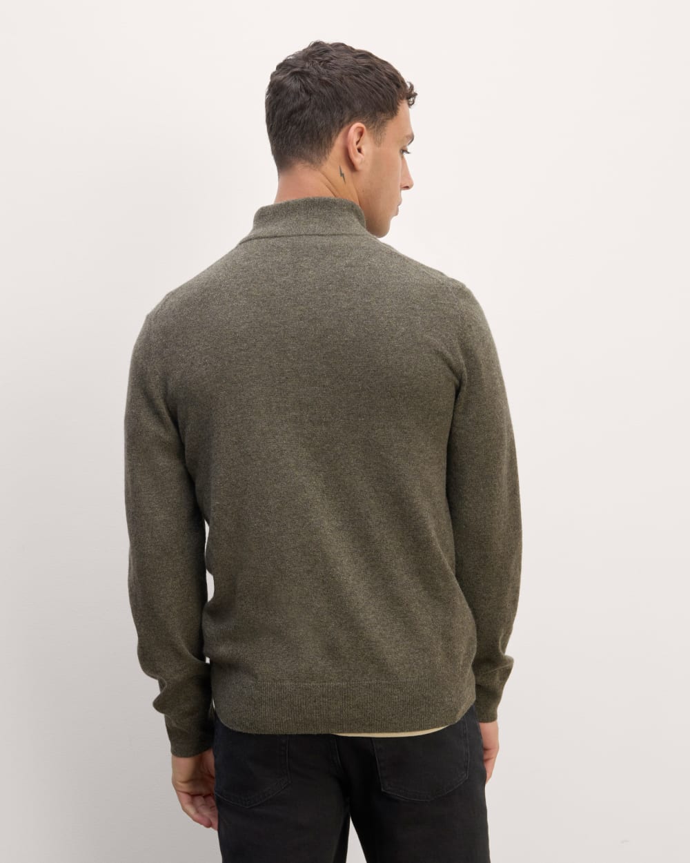 The Quarter-Zip in Cashmere | Heathered Army Green - Image 6