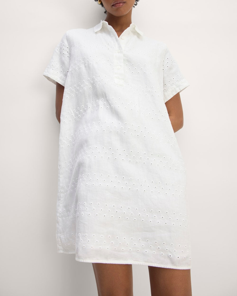 The Linen Eyelet Shirtdress | White Eyelet - Image 5