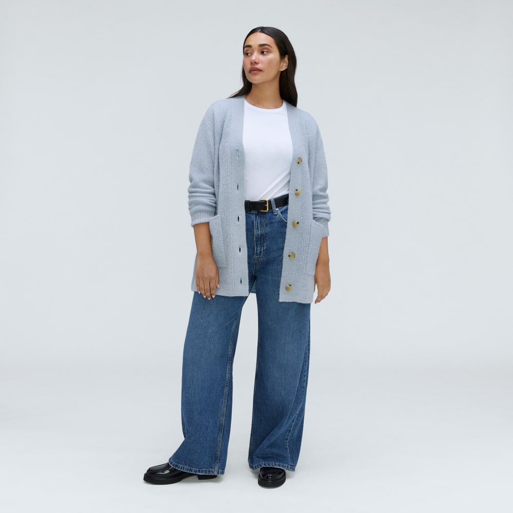 The Oversized Alpaca Pocket Cardigan | Mist - Image 6