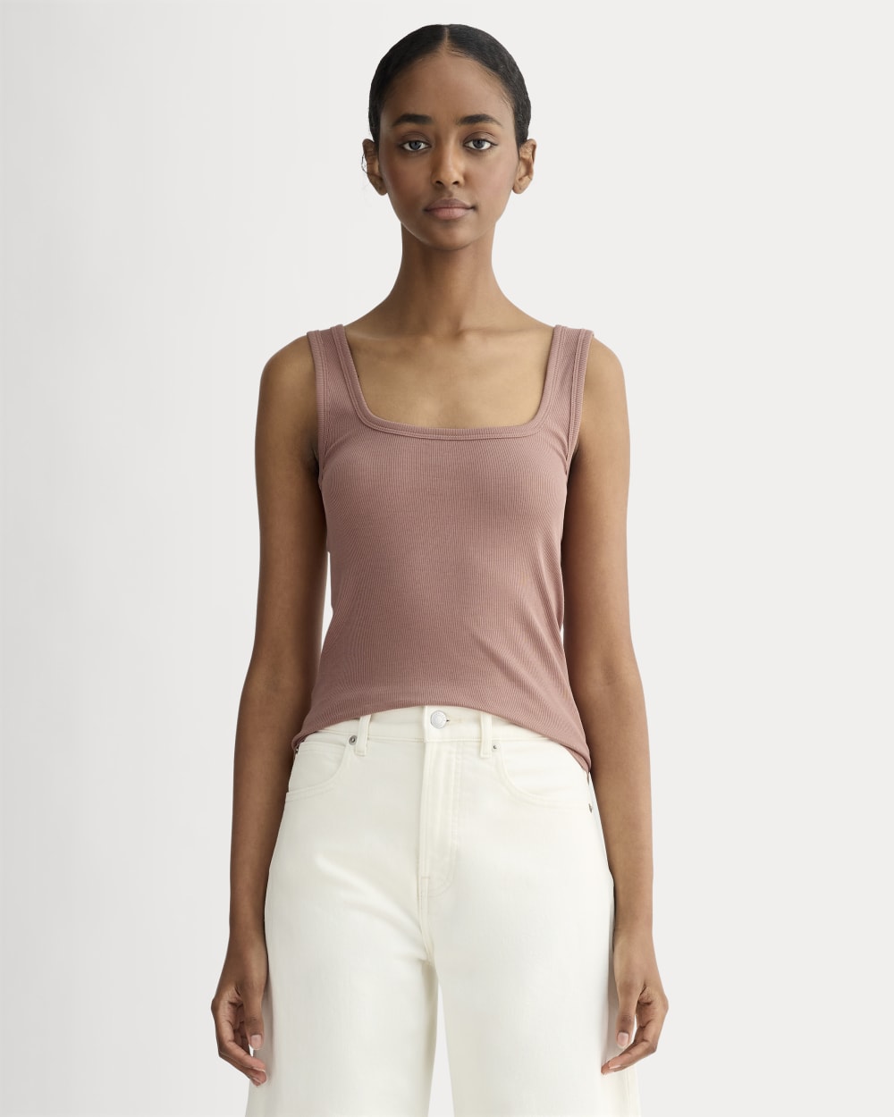 The Luxe Rib?Square-Neck Tank | Rose Dusk