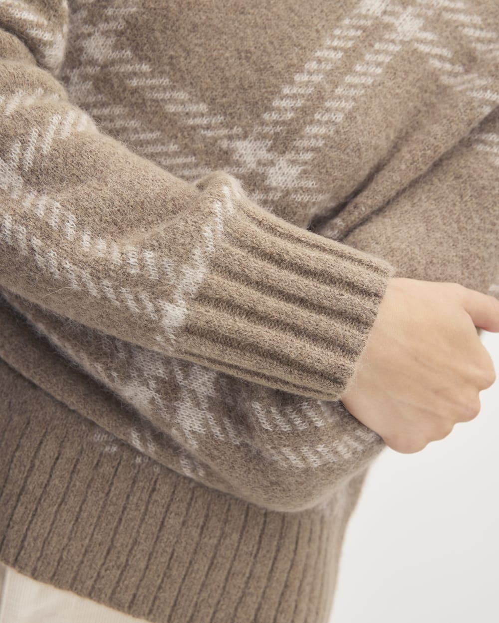 The Alpaca Cropped Crewneck Sweater | Wheat / Lightest Taupe - Image 5