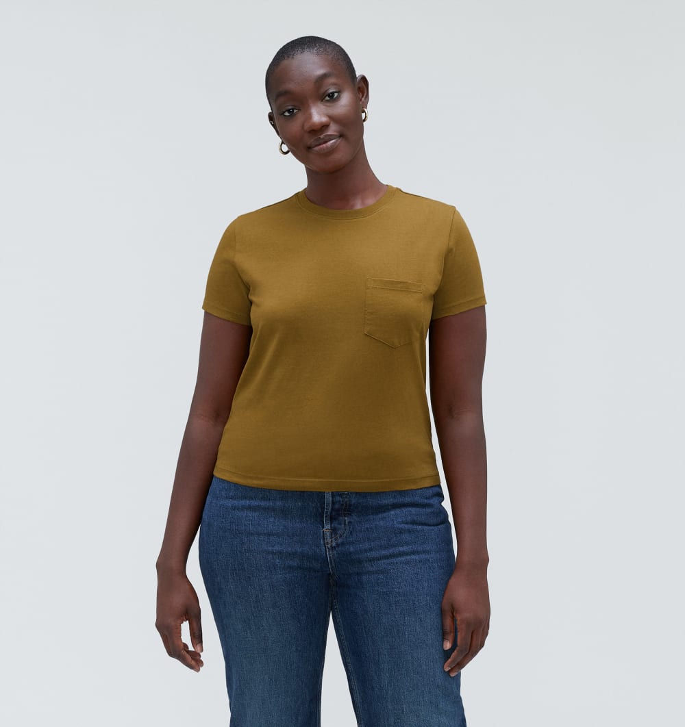 The Box-Cut Tee in Essential Cotton | Tapenade | Pocket - Image 2