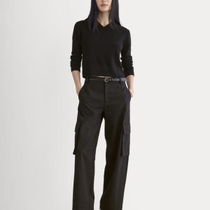Wide-Leg Cargo Trouser in Buttersmooth | Black