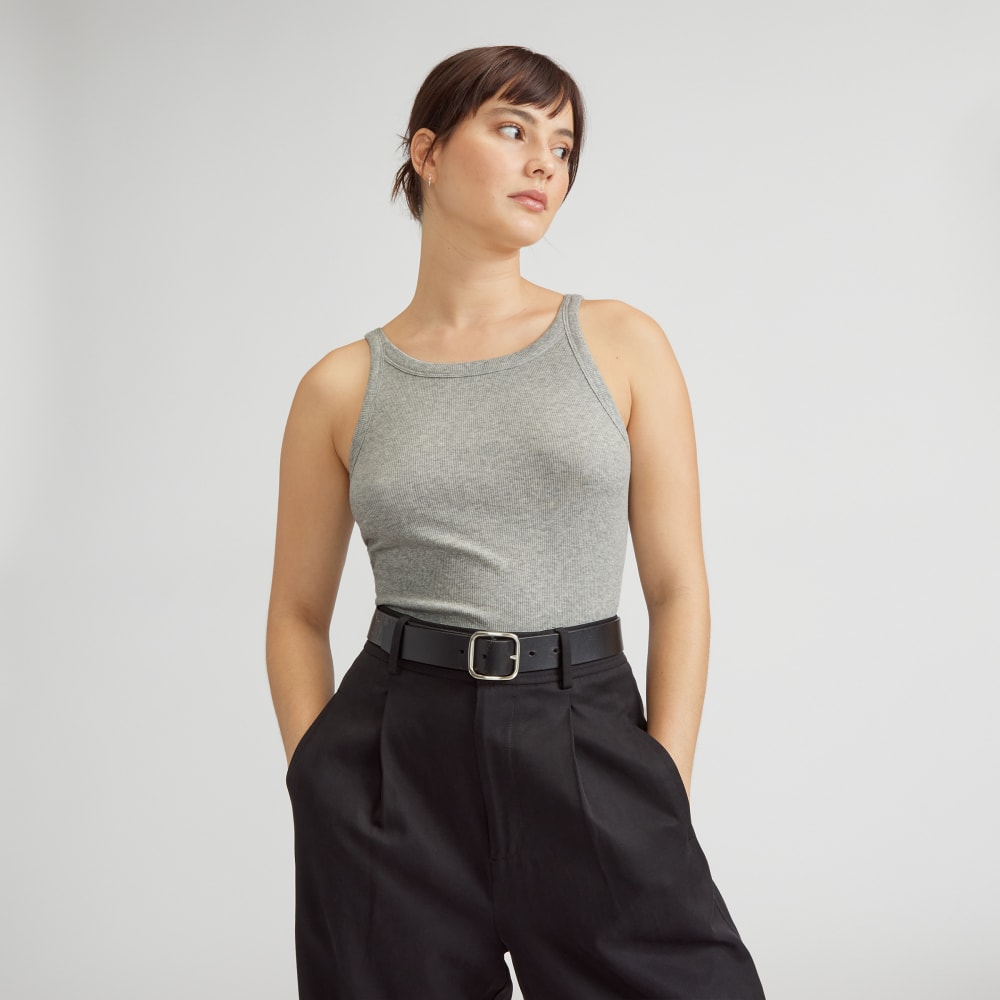 The Supima? Micro-Rib Cropped Tank | Heather Grey