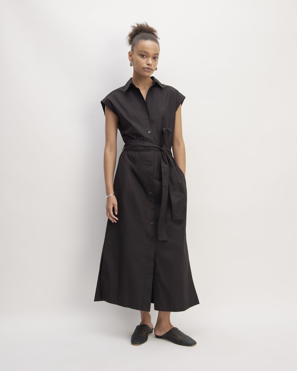 The Supima? Cotton Short-Sleeve Shirt Dress | Black