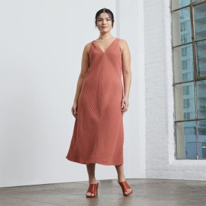 The City Stripe Midi Dress | Redwood