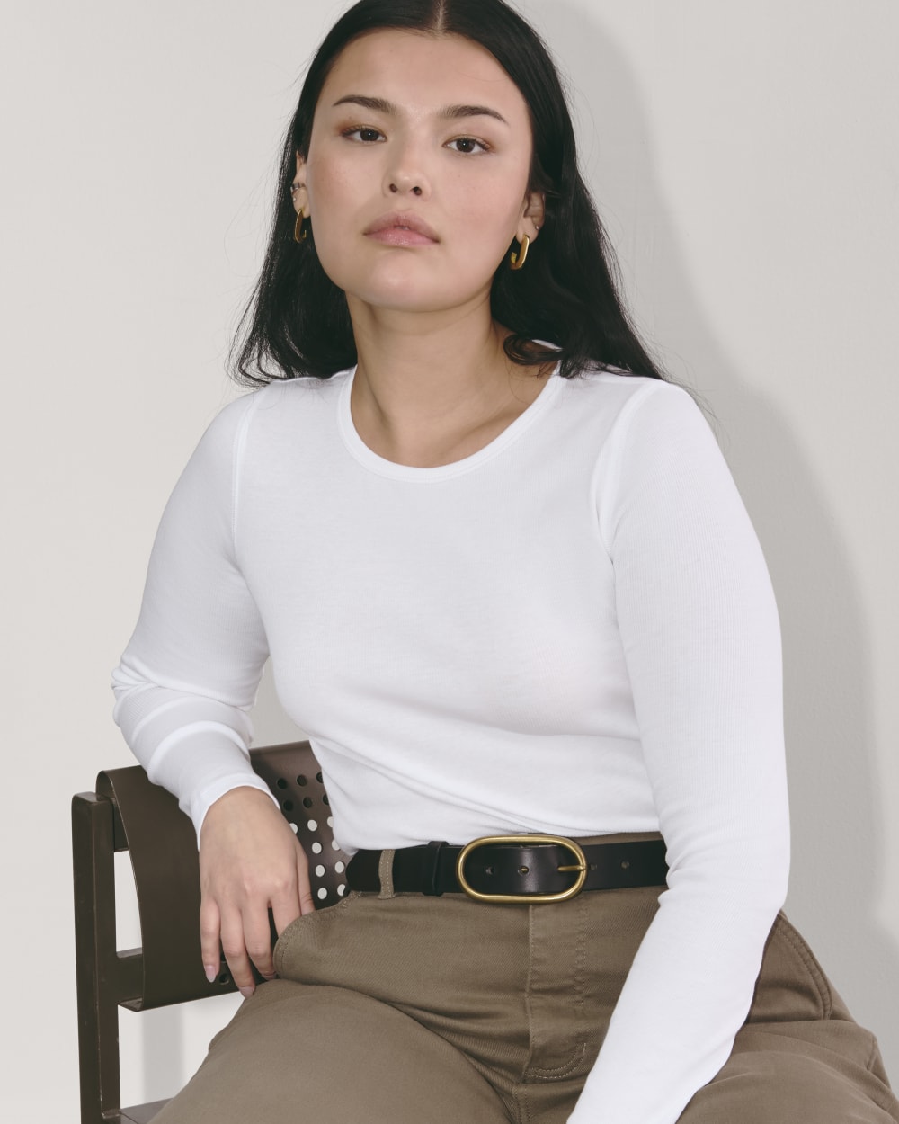 The Luxe Rib Long-Sleeve Crew | White - Image 4