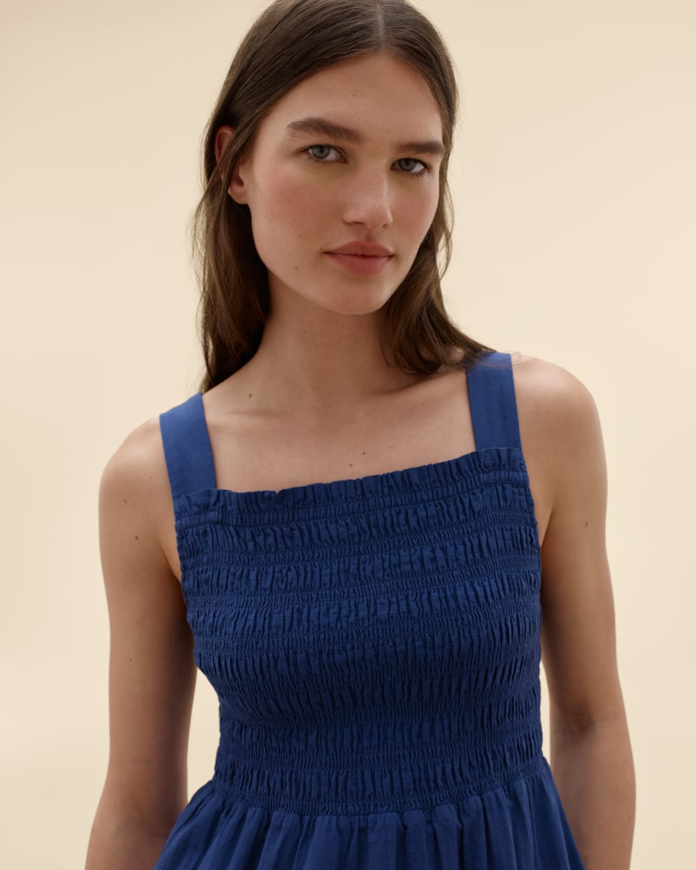 The Gauze Smock Dress | Mazarine Blue - Image 6