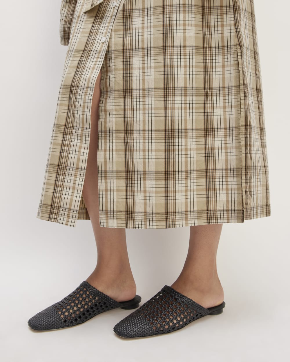 The Supima? Cotton Short-Sleeve Shirt Dress | Pale Khaki Plaid - Image 4