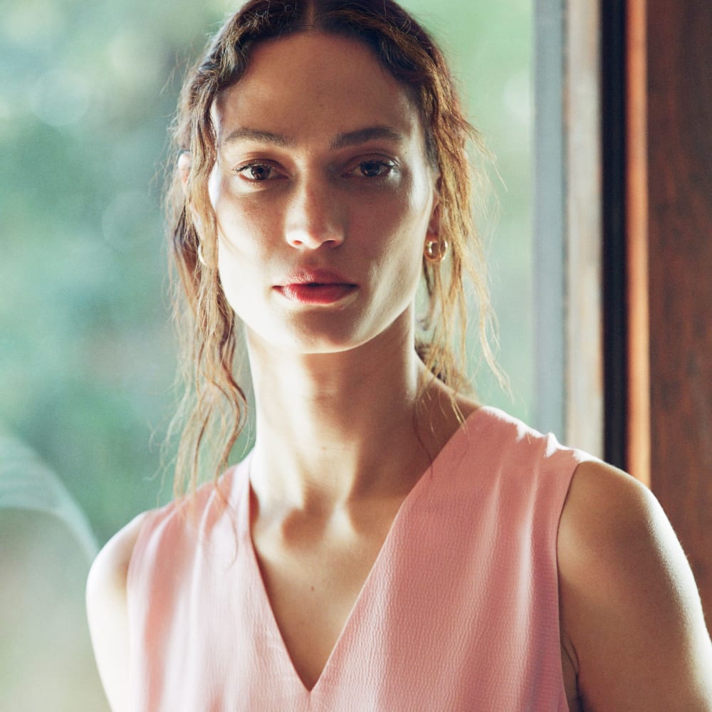 The Satin V-Neck Maxi Dress | Petal Pink - Image 7