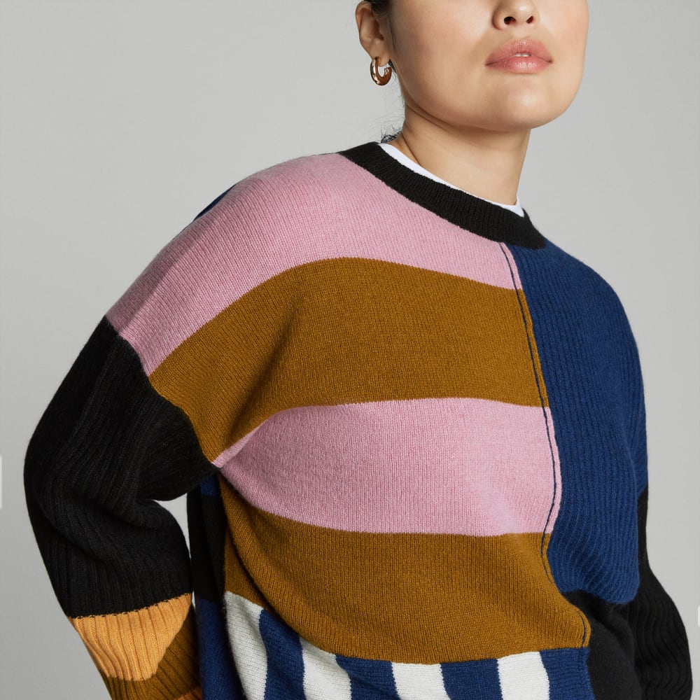 The Cashmere Patchwork Sweater | Multi Stripe - Image 4