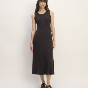 The Rib-Knit A-Line Tank Dress | Black