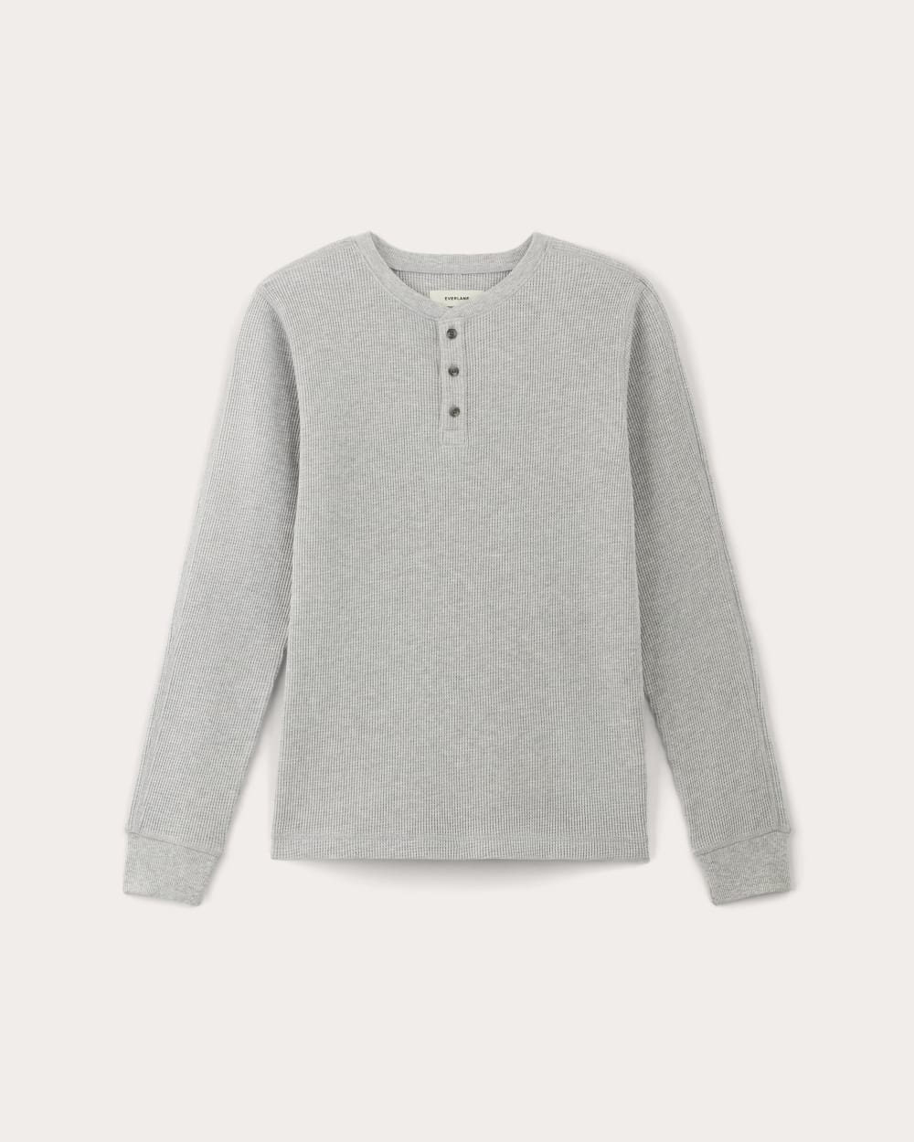 The Waffle Long-Sleeve Henley | Heathered Light Grey - Image 2