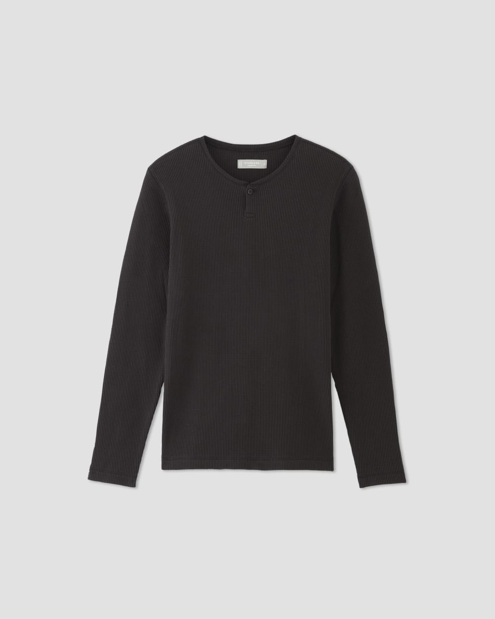 The Waffle Long-Sleeve Henley | Black - Image 2