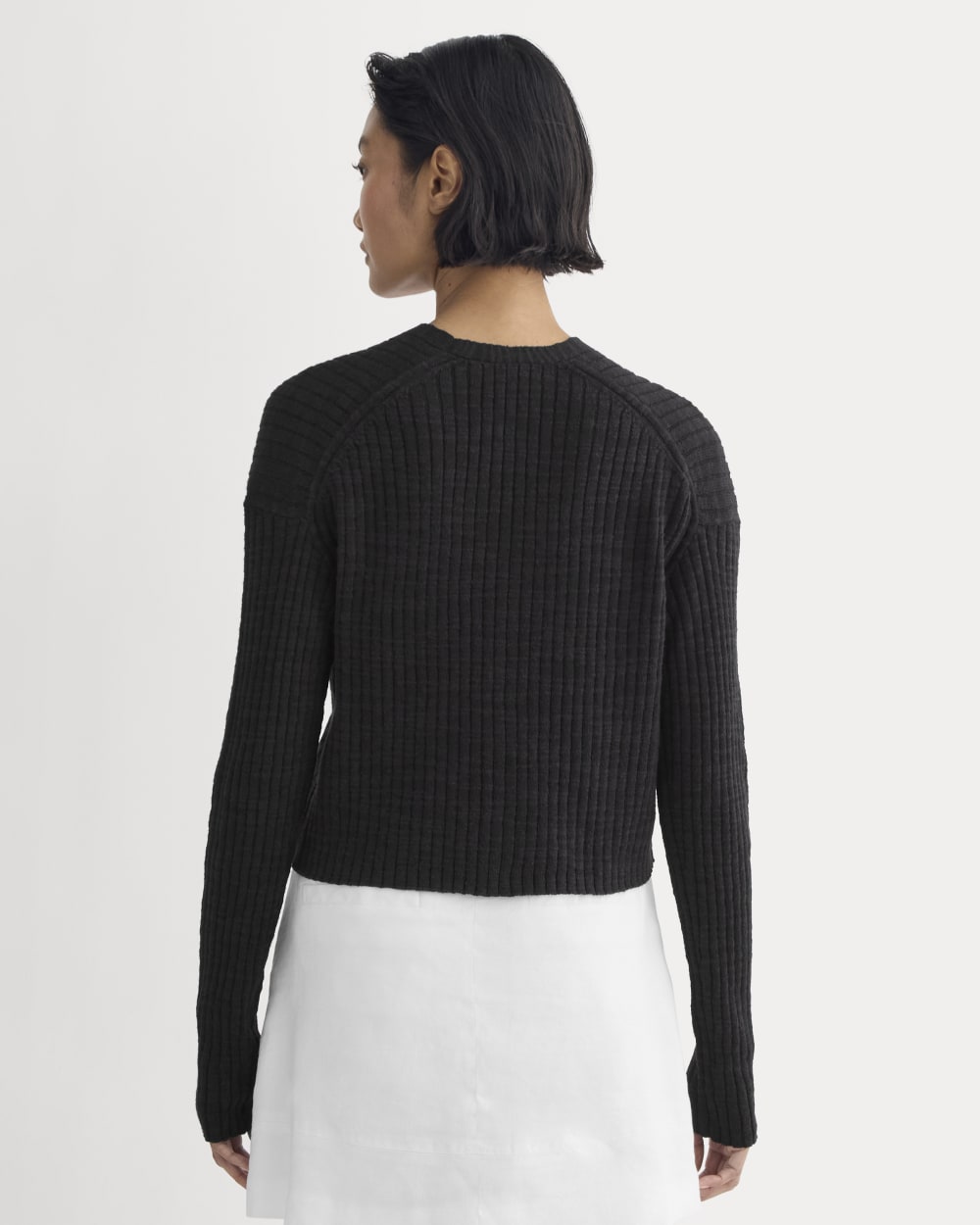The Ribbed Cardigan in Cotton Linen | Black - Image 5